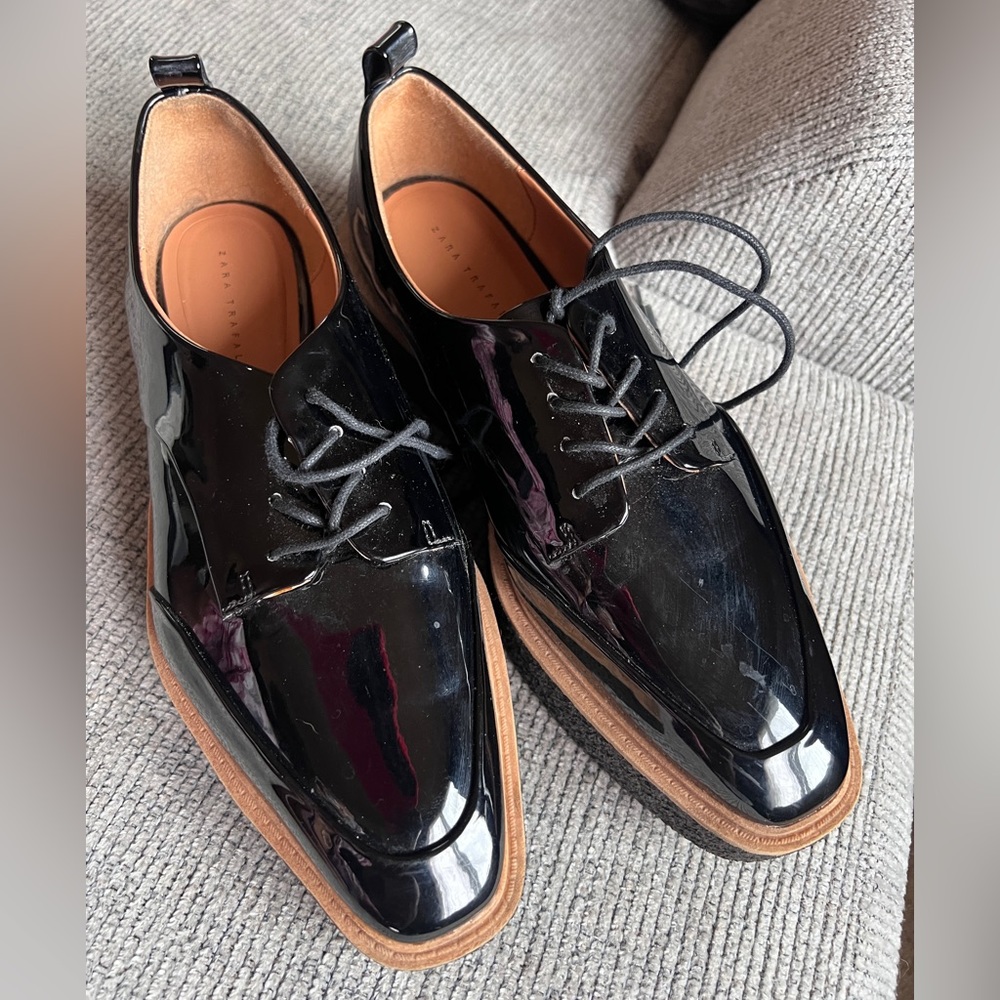 Zara Black patent leather creeper